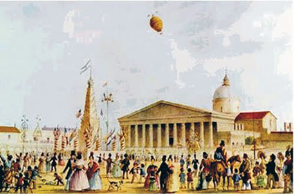 Carlos E. Pellegrini: Fiestas mayas. Buenos Aires. (Litografía. 1841). 